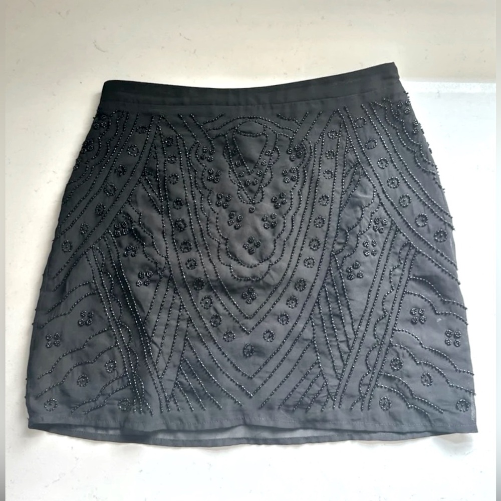 Black Mini Beaded Skirt.